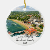 Personalized Lake Geneva Ornament Custom Wisconsin セラミックオーナメント (正面)