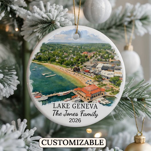 Personalized Lake Geneva Ornament Custom Wisconsin セラミックオーナメント