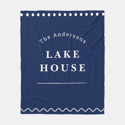 Personalized Lake House Navy Blue フリースブランケット (正面)