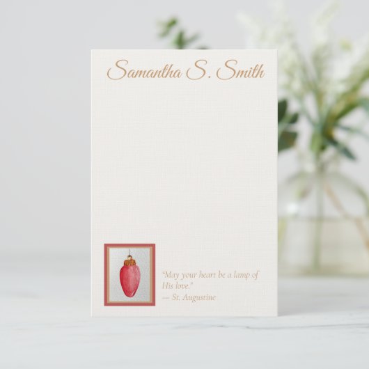 Personalized Lamp of Love Flat Note Card 招待状 (スタンド正面)