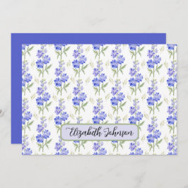 Personalized Larkspur Floral Botanical Note Card ノートカード
