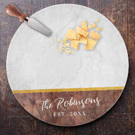 Personalized Last Name Est Date Round Glass カッティングボード