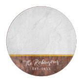 Personalized Last Name Est Date Round Glass カッティングボード (正面)