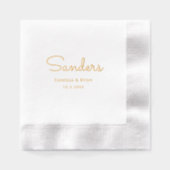 Personalized Last Name Gold Foil Wedding Napkins 箔ナプキン (正面)