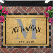 Personalized Last Name Initial Est Year Coir Print ドアマット