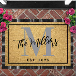 Personalized Last Name Initial Est Year Coir Print ドアマット