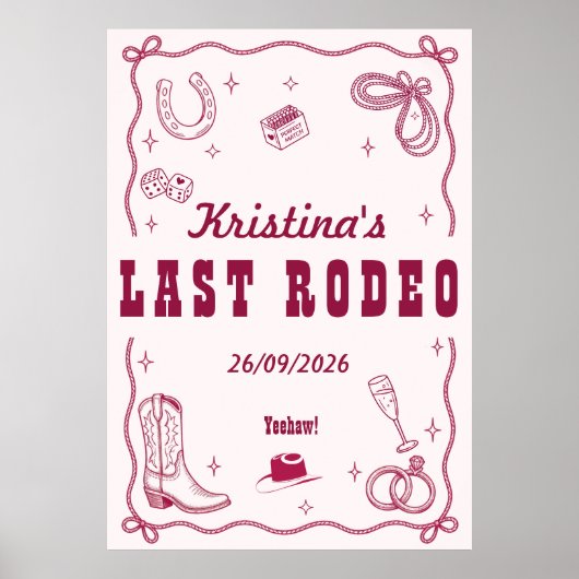 Personalized Last Rodeo Western Bachelorette Party ポスター (正面)