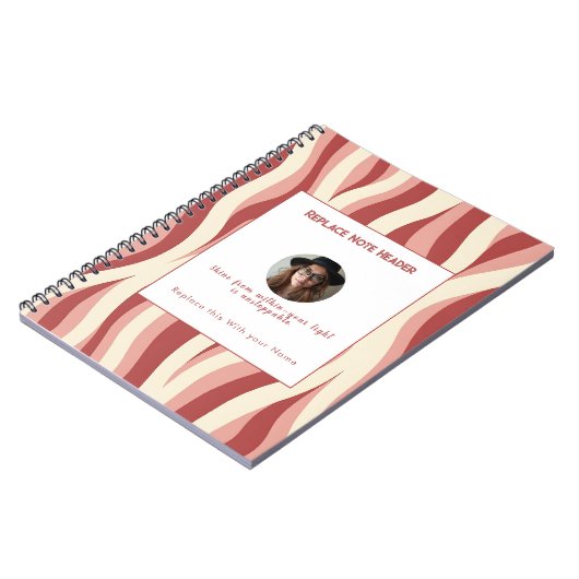 Personalized Lavender and Yellow Wave Patterned  ノートブック (左側)