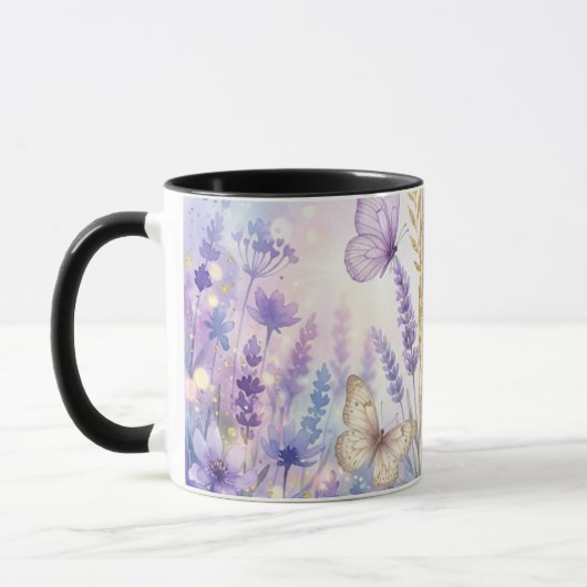 Personalized Lavender Butterfly 11oz Coffee Mug マグカップ (左)