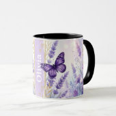 Personalized Lavender Butterfly 11oz Coffee Mug マグカップ (正面右)