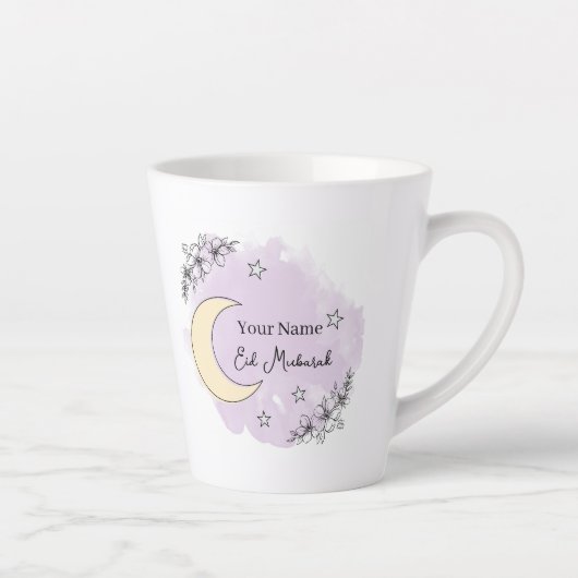 Personalized Lavender Eid Mubarak Coffee Mug カフェラテマグ (右)