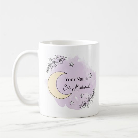 Personalized Lavender Eid Mubarak Coffee Mug コーヒーマグカップ (左)