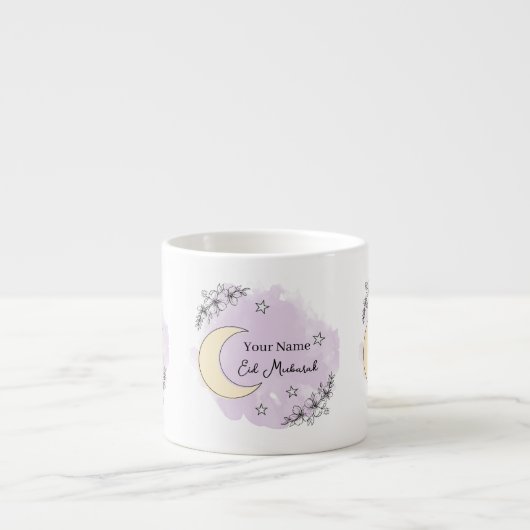 Personalized Lavender Eid Mubarak Espresso Mug エスプレッソカップ (正面)