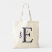 Personalized Lavender Floral E Monogram Tote トートバッグ (裏面)