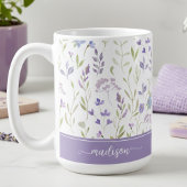 Personalized Lavender Floral Mug コーヒーマグカップ