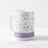 Personalized Lavender Floral Mug コーヒーマグカップ (正面左)