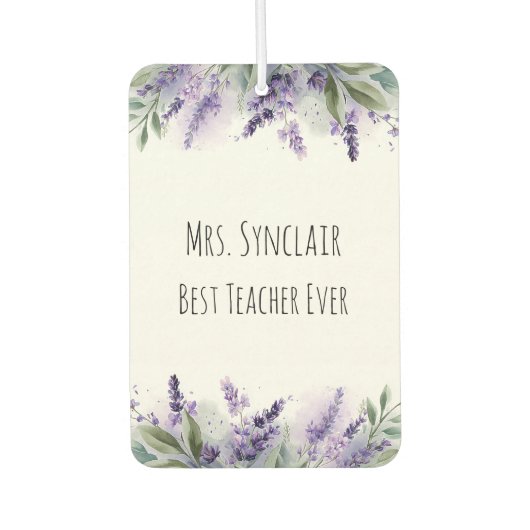 Personalized Lavender Flowers Teacher Appreciation カーエアーフレッシュナー (正面)