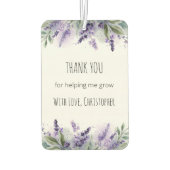Personalized Lavender Flowers Teacher Appreciation カーエアーフレッシュナー (裏面)