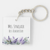 Personalized Lavender Flowers Teacher Appreciation キーホルダー (裏面)