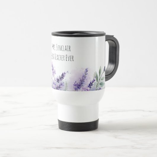 Personalized Lavender Flowers Teacher Appreciation トラベルマグ (正面右)