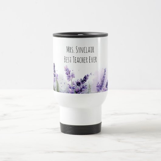 Personalized Lavender Flowers Teacher Appreciation トラベルマグ (中央)