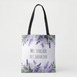 Personalized Lavender Flowers Teacher Appreciation トートバッグ