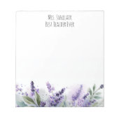 Personalized Lavender Flowers Teacher Appreciation ノートパッド (正面)