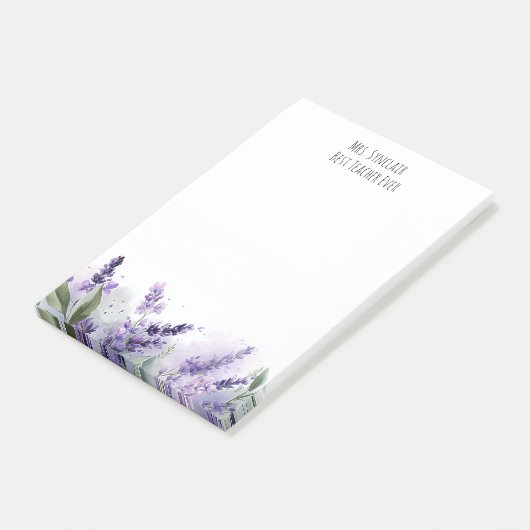 Personalized Lavender Flowers Teacher Appreciation ポストイット (アングル)