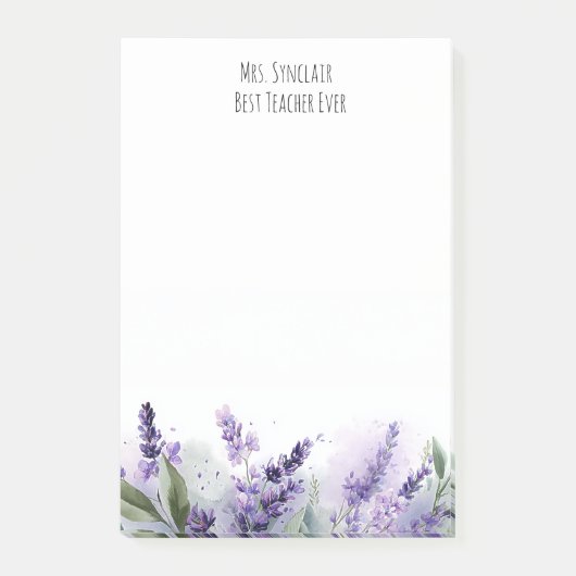 Personalized Lavender Flowers Teacher Appreciation ポストイット (正面)