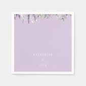 Personalized Lavender Foliage Wedding Cocktail スタンダードカクテルナプキン (正面)