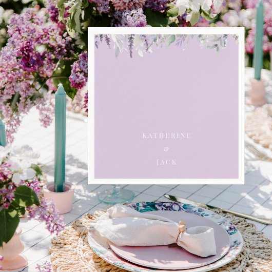 Personalized Lavender Foliage Wedding Cocktail スタンダードカクテルナプキン