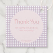 Personalized Lavender Gingham 1st Birthday フェイバータグ (裏面)