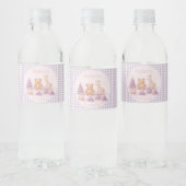 Personalized Lavender Gingham 1st Birthday ペットボトルラベル (ボトル)