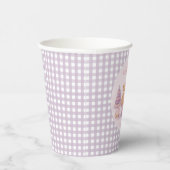 Personalized Lavender Gingham 1st Birthday  紙コップ (右)