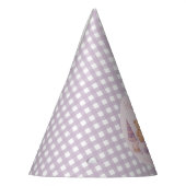 Personalized Lavender Gingham 1st Birthday Paper パーティーハット (左)