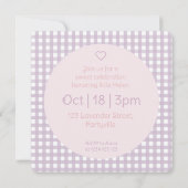 Personalized Lavender Gingham Birthday Invitation 招待状 (裏面)