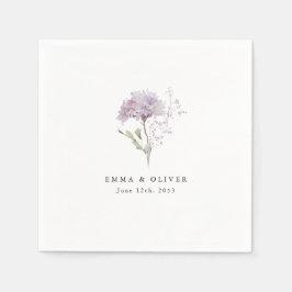 Personalized Lavender hydrangea Watercolor Wedding スタンダードカクテルナプキン