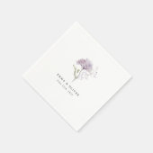 Personalized Lavender hydrangea Watercolor Wedding スタンダードカクテルナプキン (角)