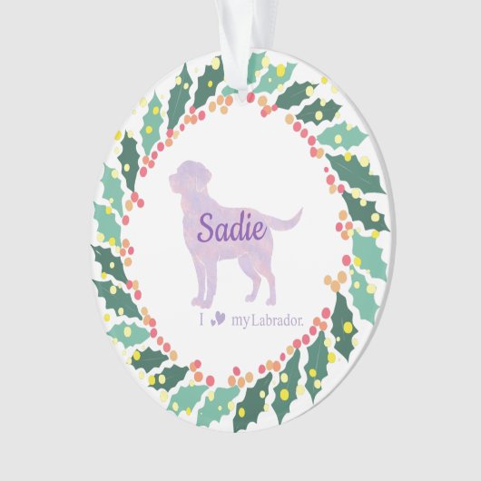 Personalized Lavender Labrador Retriever Christmas オーナメント (正面)
