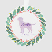 Personalized Lavender Labrador Retriever Christmas オーナメント (正面)
