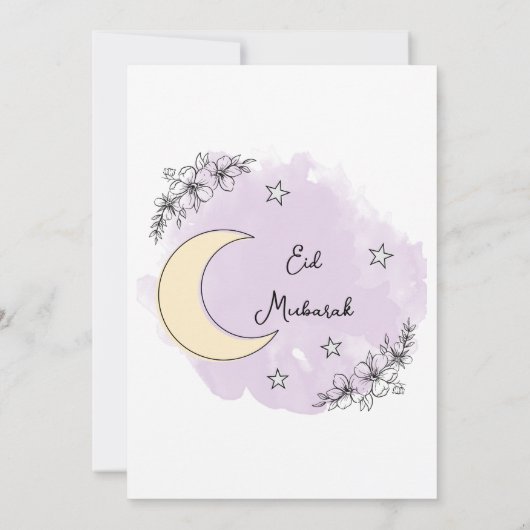 Personalized Lavender Line Art Eid Invitation 招待状 (裏面)