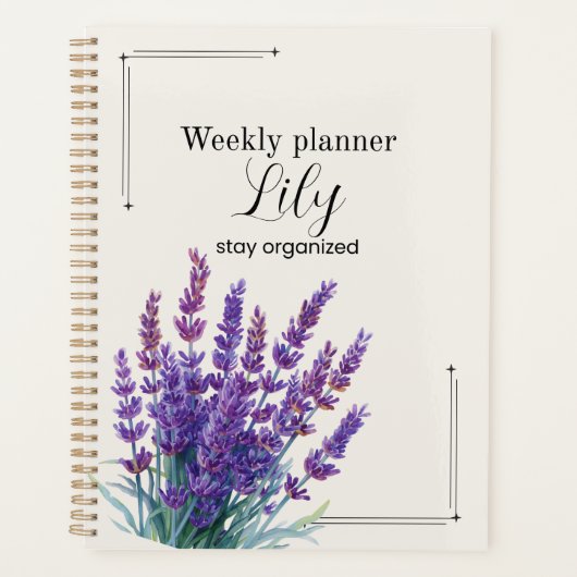 Personalized Lavender Planner Weekly Floral プランナー手帳 (正面)