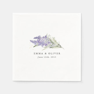 Personalized Lavender & Sage Green Floral Wedding スタンダードカクテルナプキン