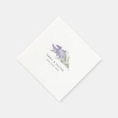 Personalized Lavender & Sage Green Floral Wedding スタンダードカクテルナプキン (角)