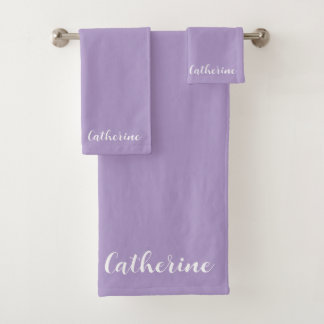 Personalized Lavender Towels Set with Name  バスタオルセット