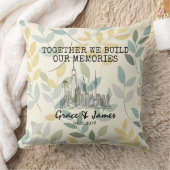 Personalized Leaf Pattern Skyline Couple Pillow クッション (ブランケット)