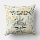 Personalized Leaf Pattern Skyline Couple Pillow クッション (裏面)