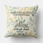 Personalized Leaf Pattern Skyline Couple Pillow クッション (正面)