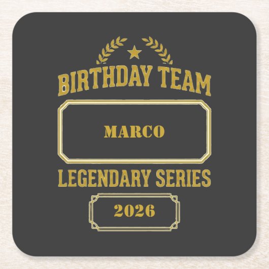 Personalized Legendary Series Gold  Birthday スクエアペーパーコースター (正面)