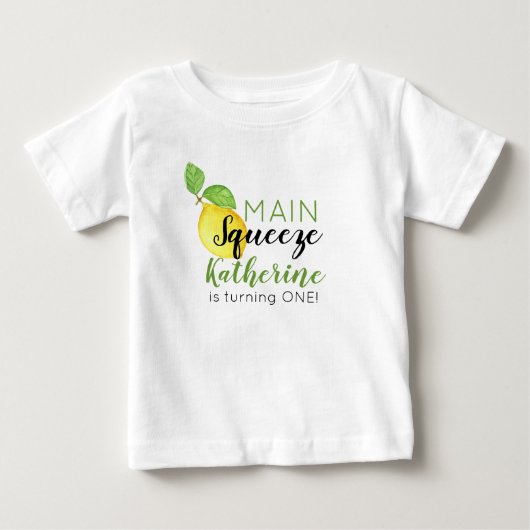 Personalized Lemon Birthday ONE t shirt ベビーTシャツ (正面)